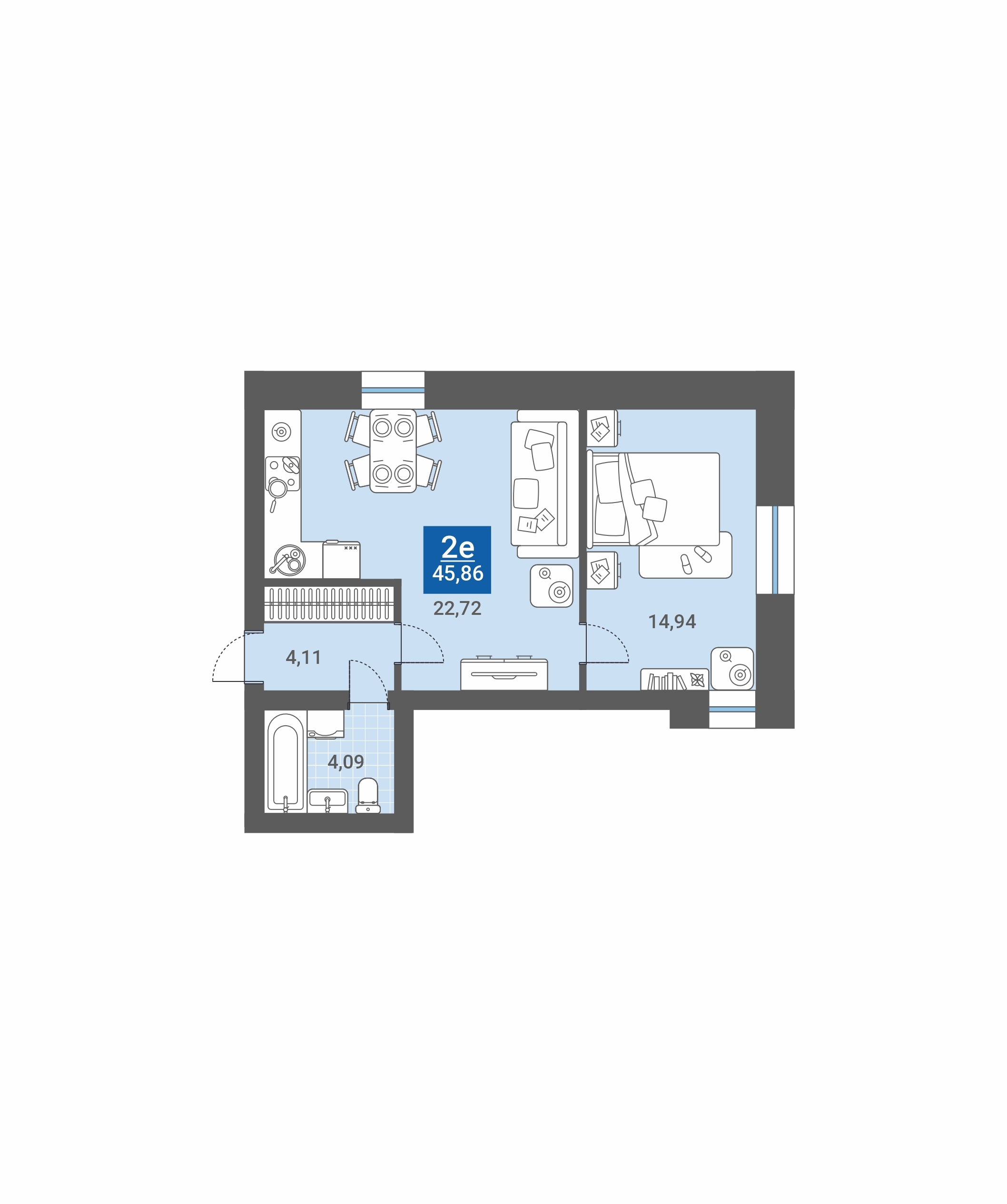 планировка квартиры 46 м2